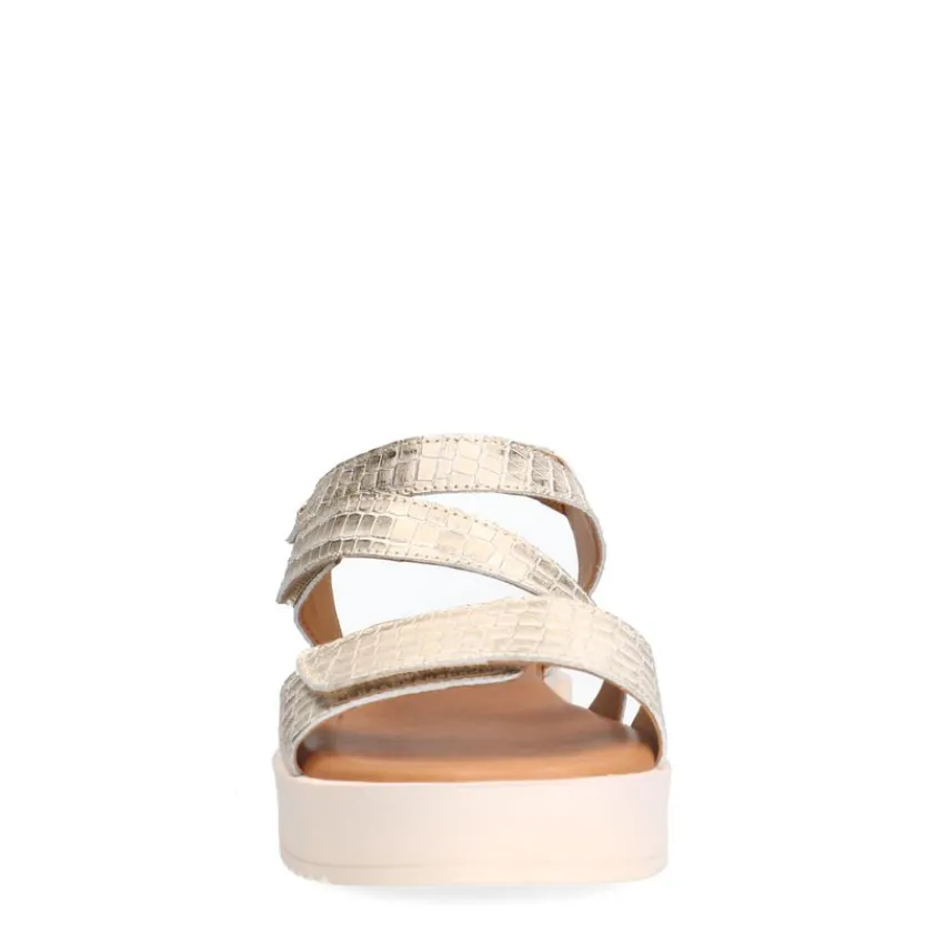 No Stress Gouden leren croco sandalen^DAMES Sandalen