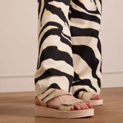 No Stress Gouden leren croco sandalen^DAMES Sandalen