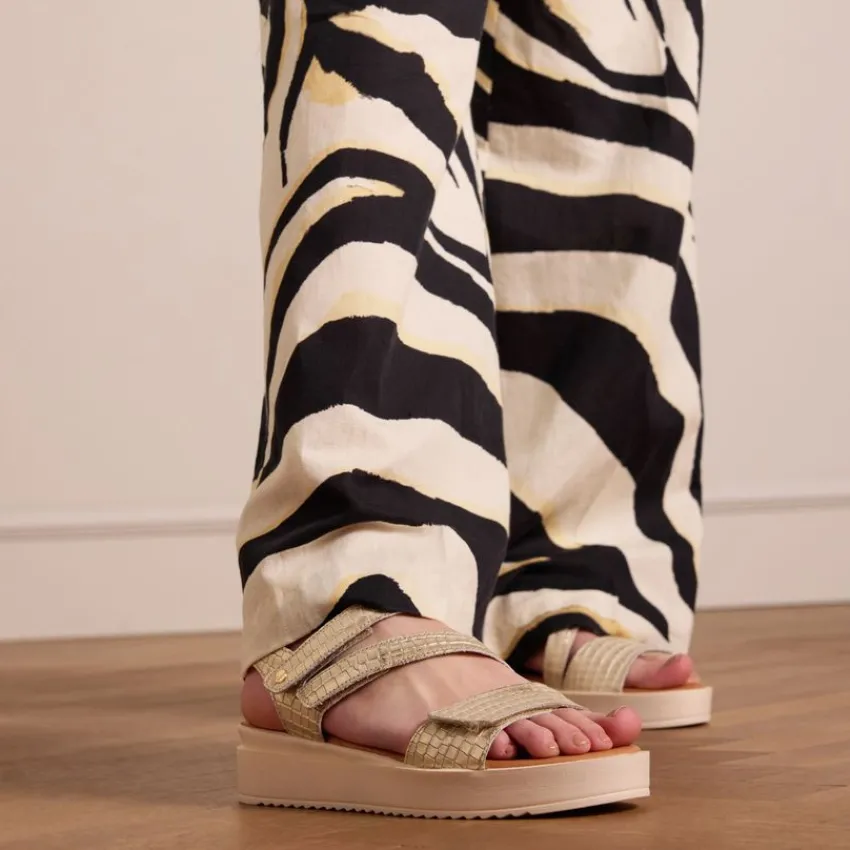 No Stress Gouden leren croco sandalen^DAMES Sandalen