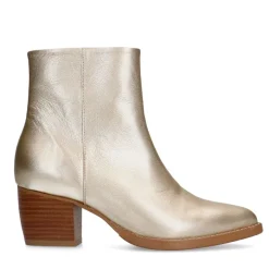 Manfield Gouden leren enkellaarsjes met hak^DAMES Enkellaarsjes