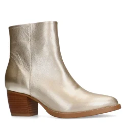 Manfield Gouden leren enkellaarsjes met hak^DAMES Enkellaarsjes