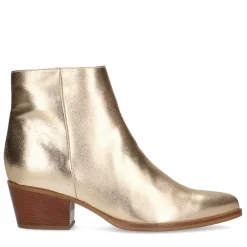 Manfield Gouden leren enkellaarsjes^DAMES Enkellaarsjes