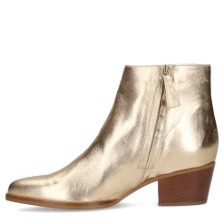 Manfield Gouden leren enkellaarsjes^DAMES Enkellaarsjes