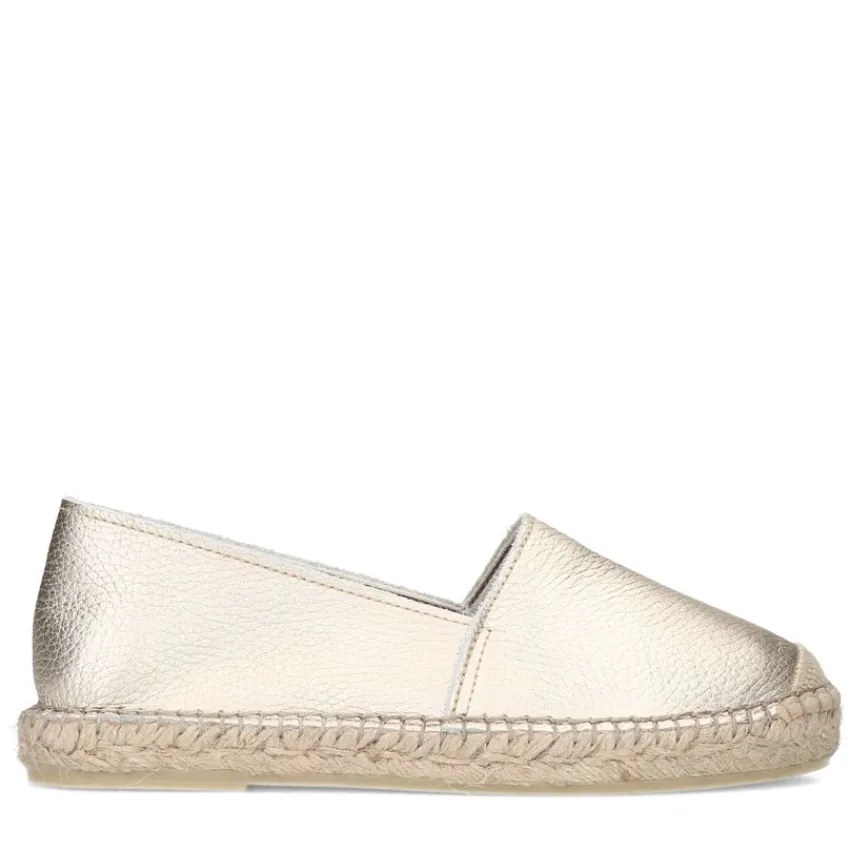 Manfield Gouden leren espadrilles^DAMES Espadrilles