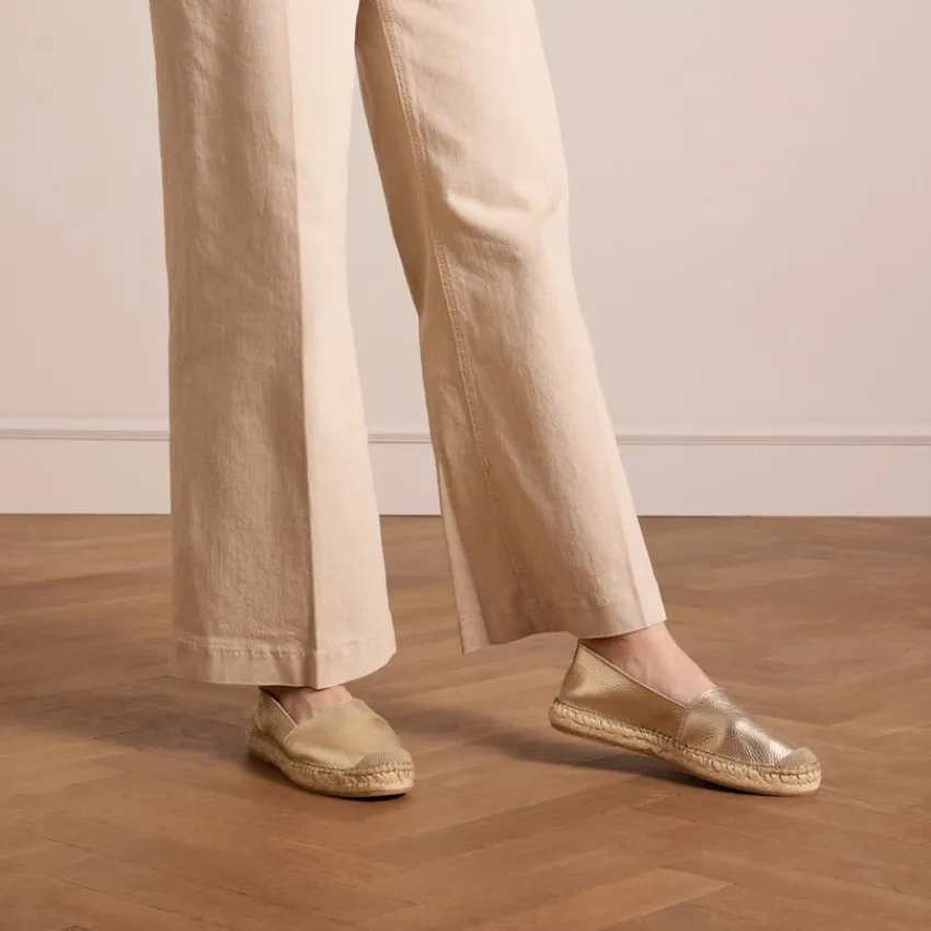 Manfield Gouden leren espadrilles^DAMES Espadrilles