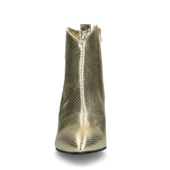 Manfield Gouden leren laarsjes met print^DAMES Enkellaarsjes