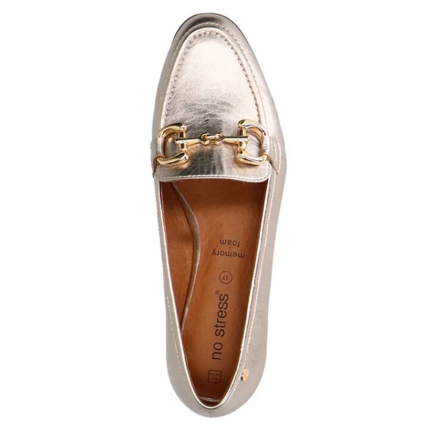 No Stress Gouden leren loafers met gouden chain^DAMES Loafers