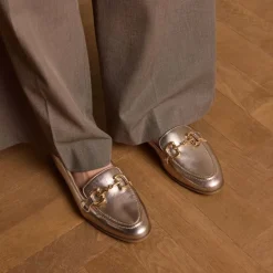 No Stress Gouden leren loafers met gouden chain^DAMES Loafers