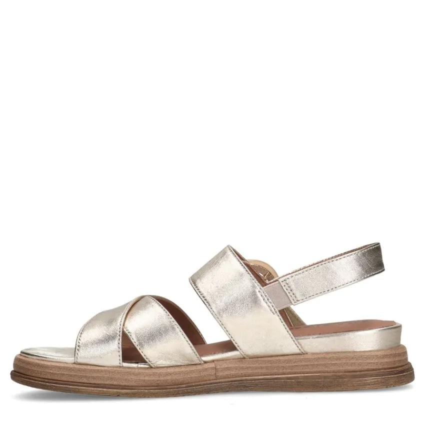 No Stress Gouden leren plateau sandalen met gesp^DAMES Sandalen