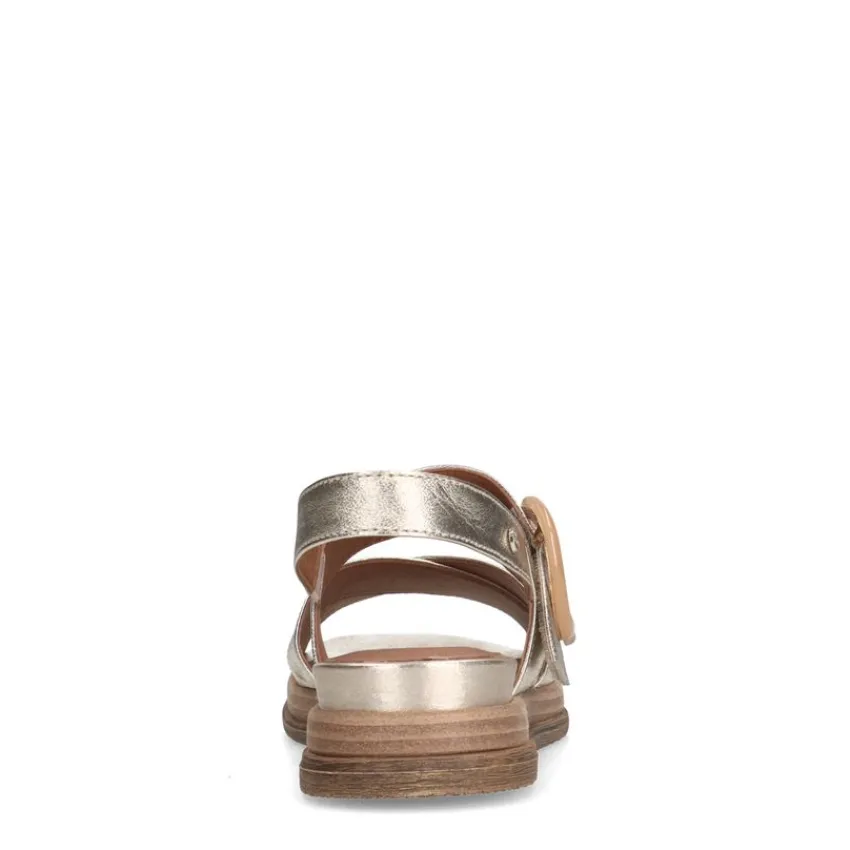 No Stress Gouden leren plateau sandalen met gesp^DAMES Sandalen