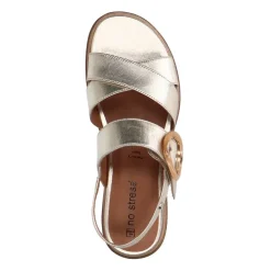 No Stress Gouden leren plateau sandalen met gesp^DAMES Sandalen