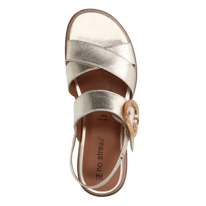 No Stress Gouden leren plateau sandalen met gesp^DAMES Sandalen
