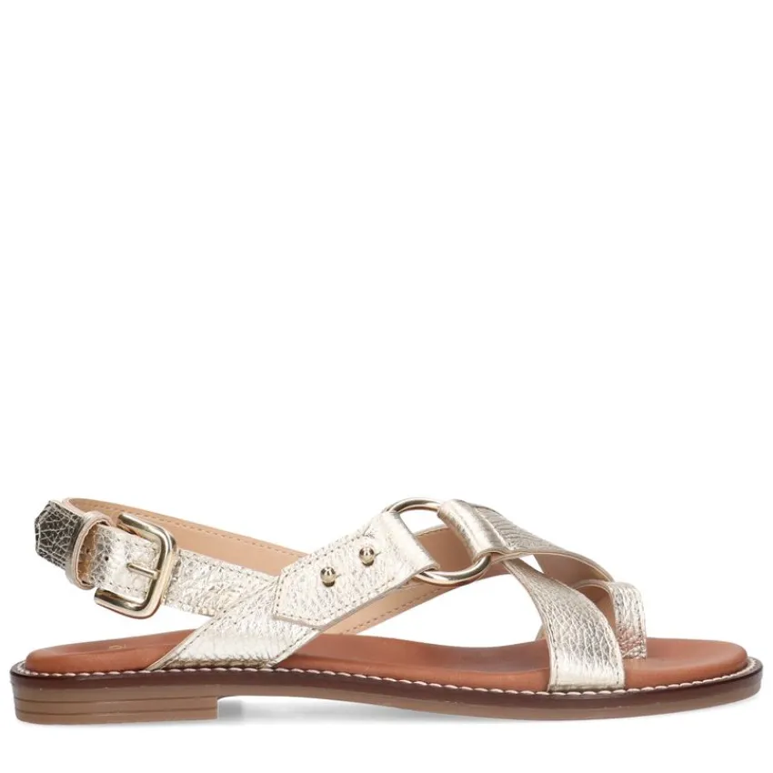 Manfield Gouden leren sandalen^DAMES Sandalen