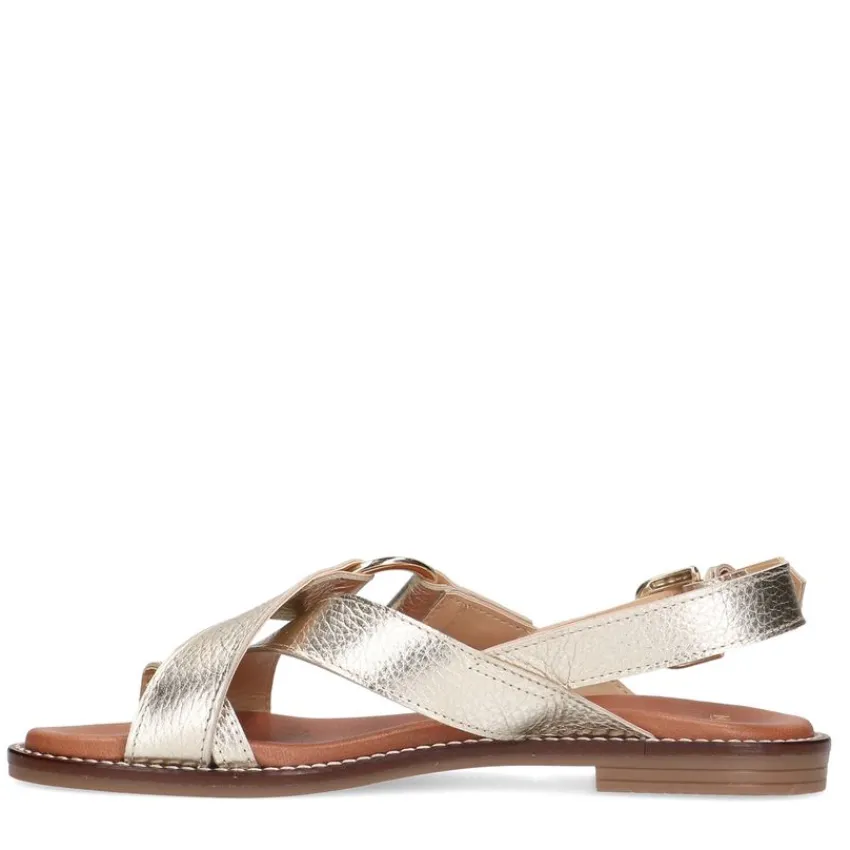 Manfield Gouden leren sandalen^DAMES Sandalen