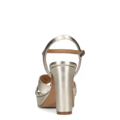 Manfield Gouden leren sandalen met hak^DAMES Sandalen