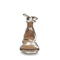 Manfield Gouden leren sandalen met hak^DAMES Sandalen