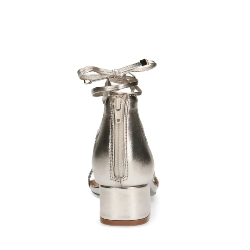 Manfield Gouden leren sandalen met hak^DAMES Sandalen