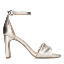 Manfield Gouden leren sandalen met hak^DAMES Sandalen