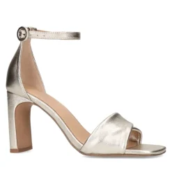 Manfield Gouden leren sandalen met hak^DAMES Sandalen