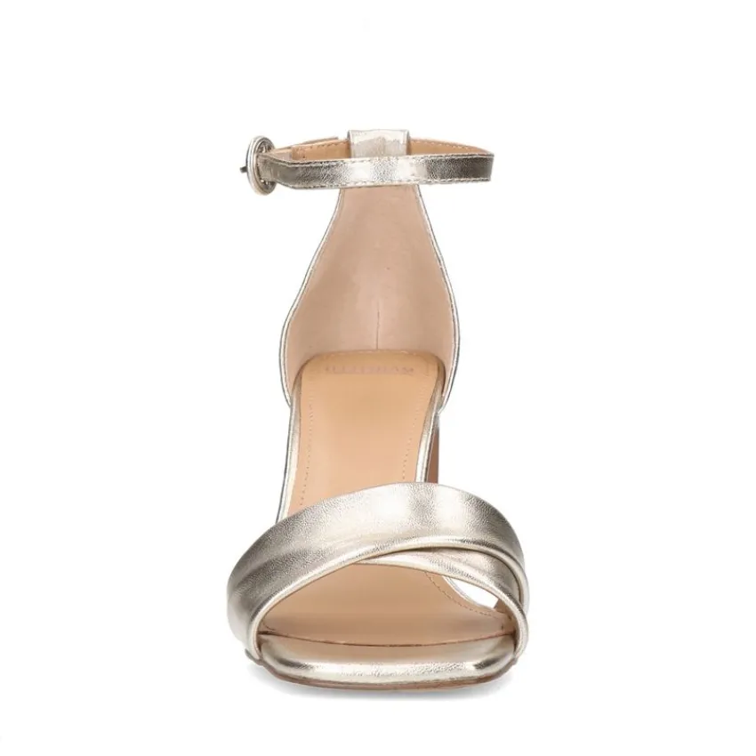 Manfield Gouden leren sandalen met hak^DAMES Sandalen