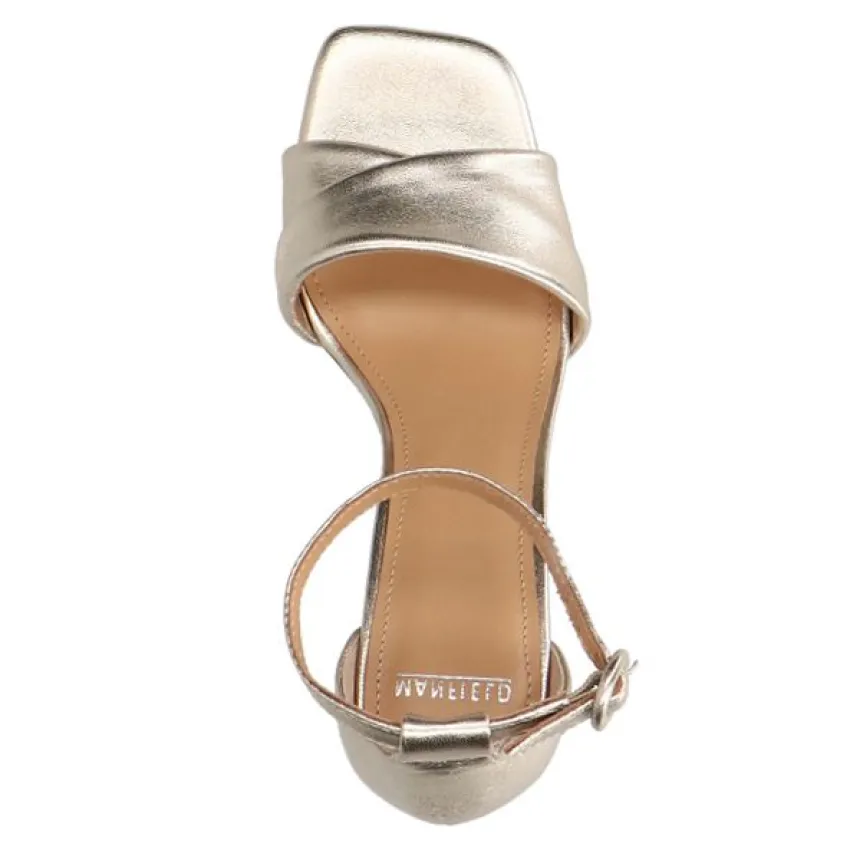 Manfield Gouden leren sandalen met hak^DAMES Sandalen