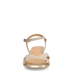 Manfield Gouden leren sandalen met hak en glitters^DAMES Sandalen