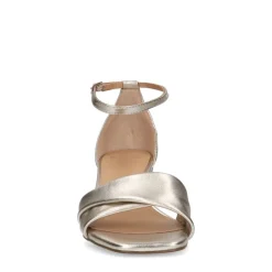 Manfield Gouden leren sandalen met hak^DAMES Sandalen