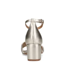 Manfield Gouden leren sandalen met hak^DAMES Sandalen