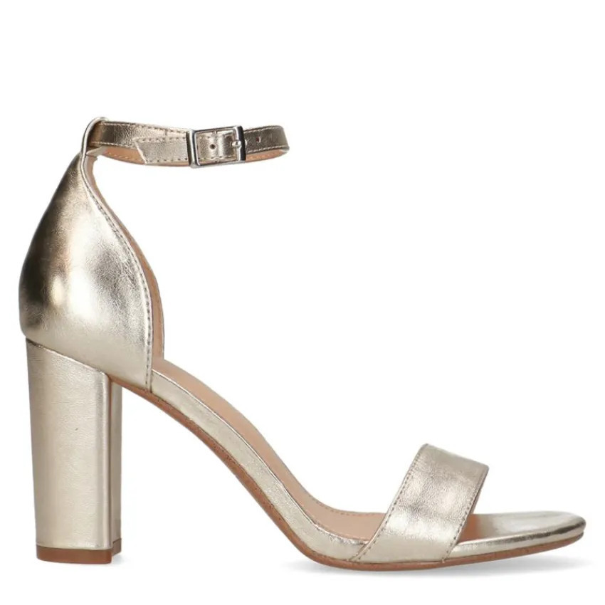 Manfield Gouden leren sandalen met hak^DAMES Sandalen