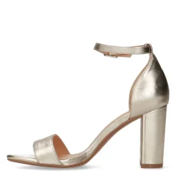 Manfield Gouden leren sandalen met hak^DAMES Sandalen