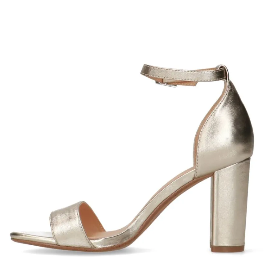 Manfield Gouden leren sandalen met hak^DAMES Sandalen