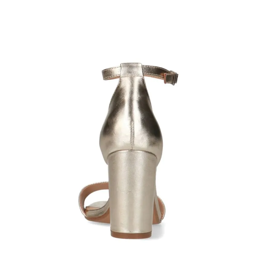 Manfield Gouden leren sandalen met hak^DAMES Sandalen