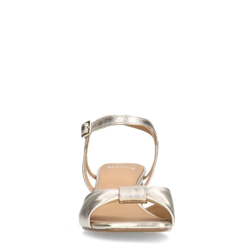 Manfield Gouden leren sandalen met hak^DAMES Sandalen