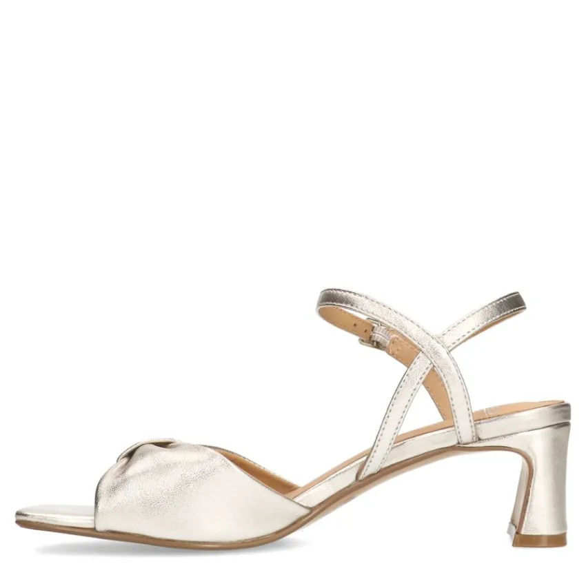 Manfield Gouden leren sandalen met hak^DAMES Sandalen