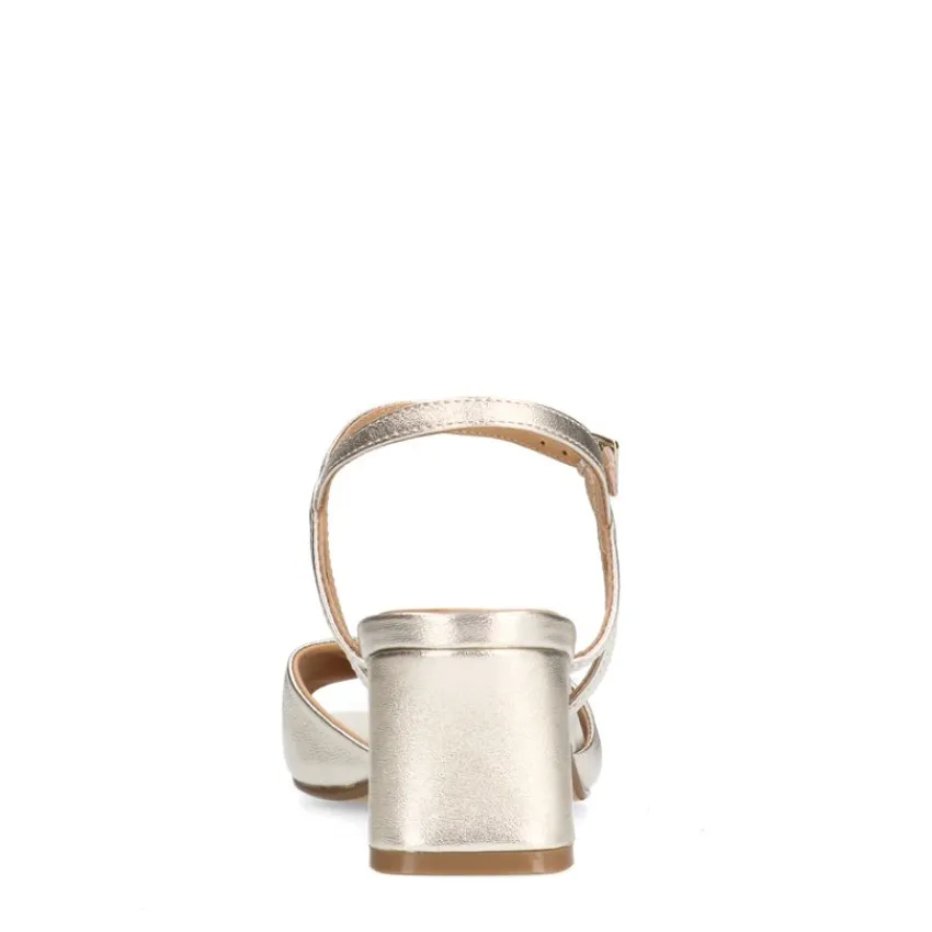 Manfield Gouden leren sandalen met hak^DAMES Sandalen