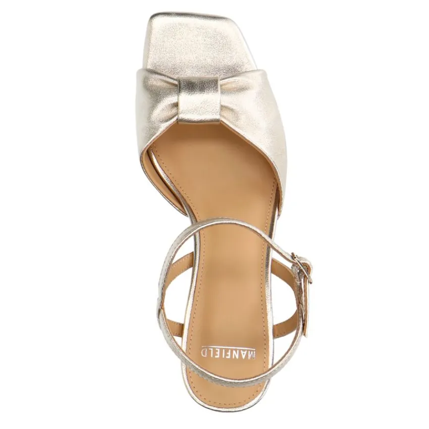 Manfield Gouden leren sandalen met hak^DAMES Sandalen