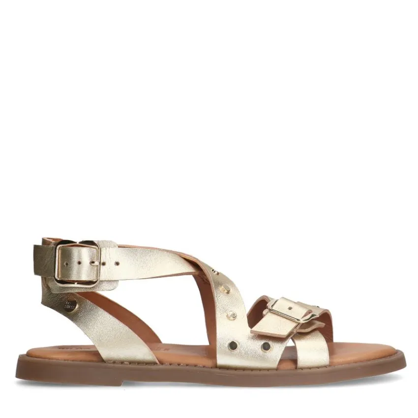 No Stress Gouden leren sandalen met studs^DAMES Sandalen