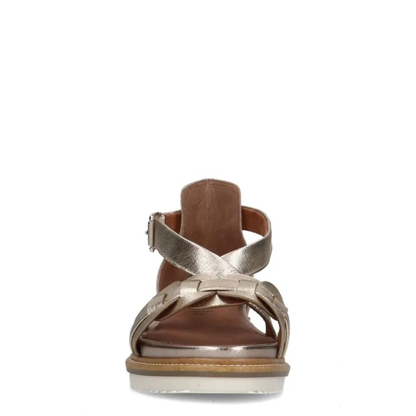 No Stress Gouden leren sandalen met gevlochten band^DAMES Sandalen
