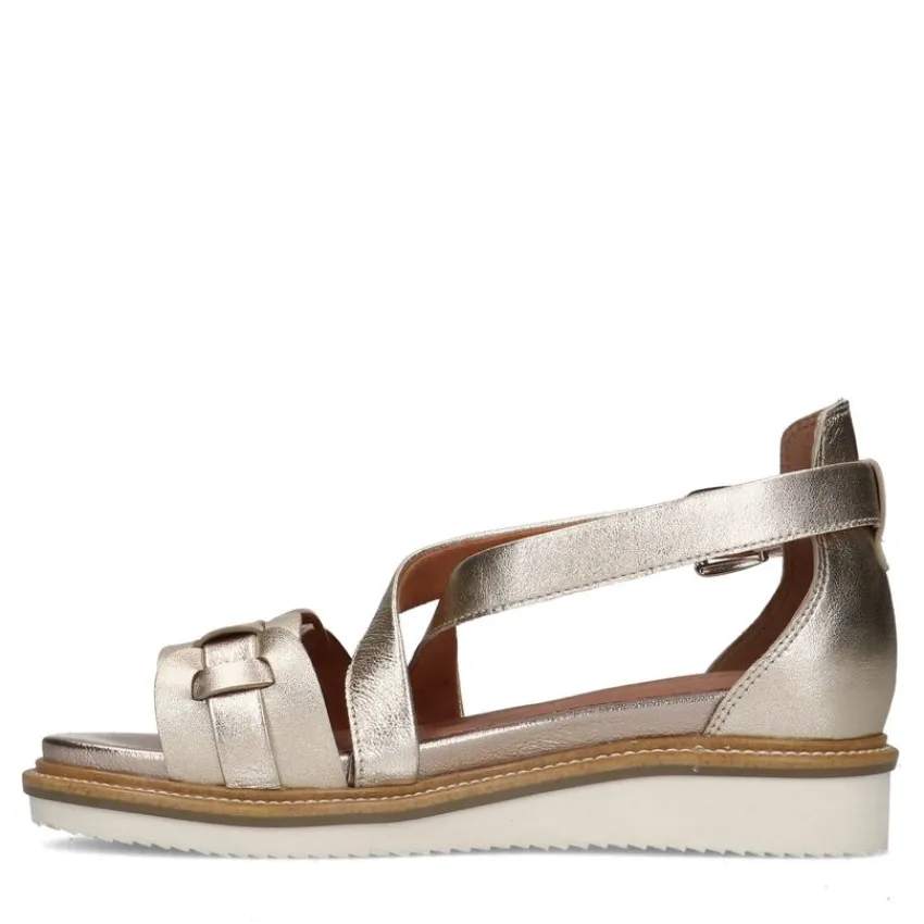 No Stress Gouden leren sandalen met gevlochten band^DAMES Sandalen