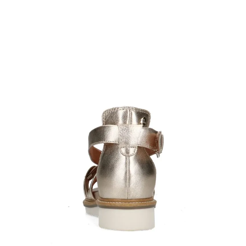 No Stress Gouden leren sandalen met gevlochten band^DAMES Sandalen