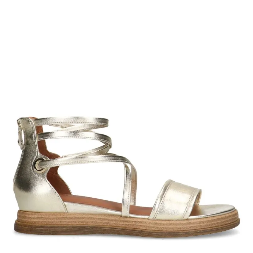 No Stress Gouden leren sandalen met bandjes^DAMES Sandalen