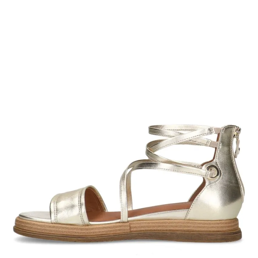 No Stress Gouden leren sandalen met bandjes^DAMES Sandalen
