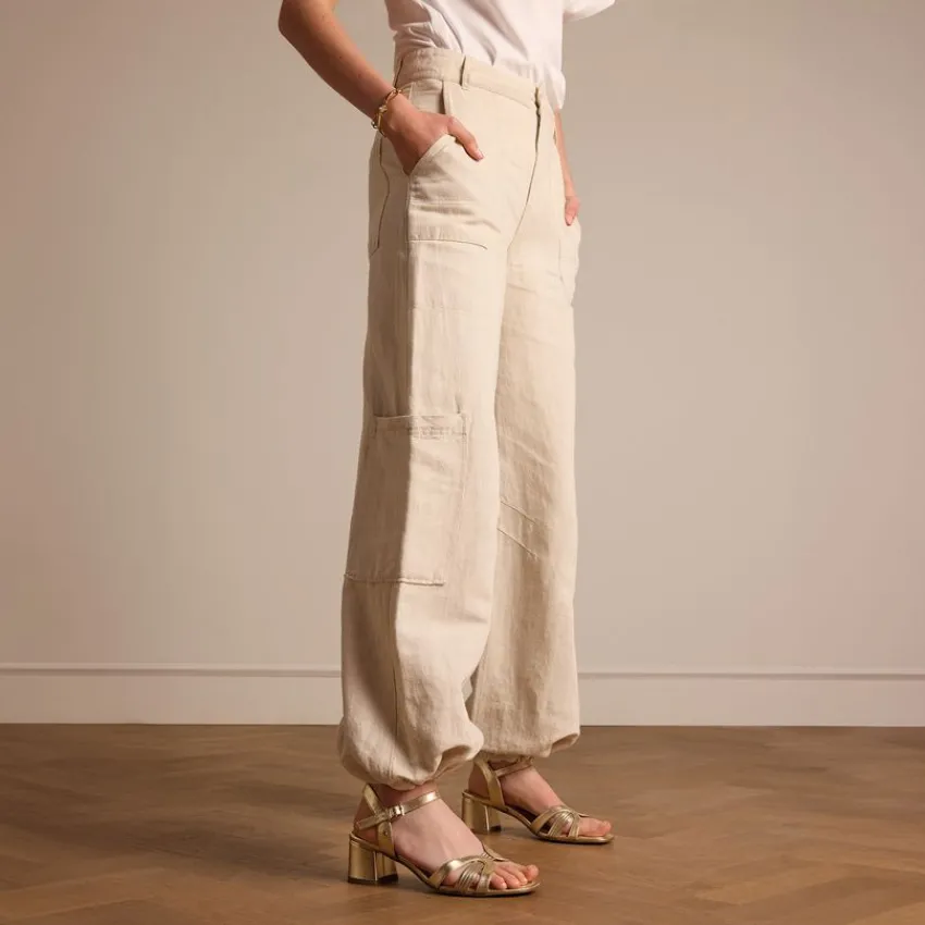 No Stress Gouden leren sandalen met hak^DAMES Sandalen