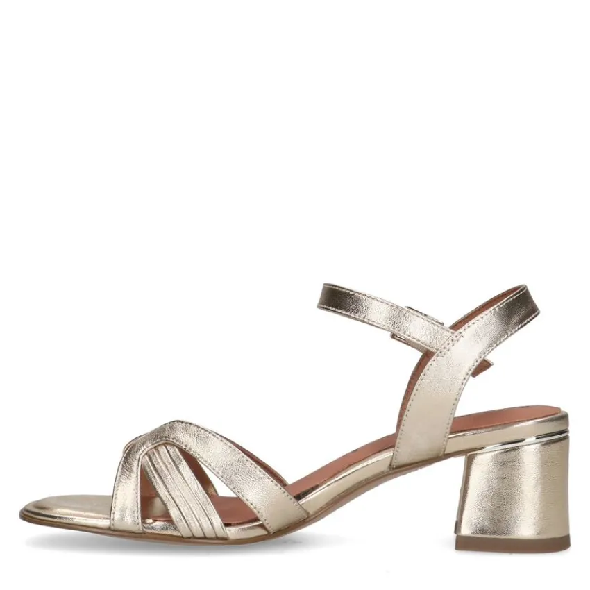 No Stress Gouden leren sandalen met hak^DAMES Sandalen