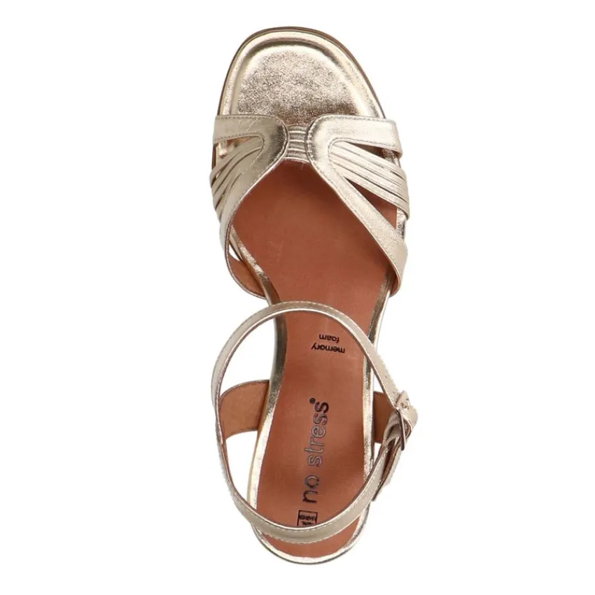No Stress Gouden leren sandalen met hak^DAMES Sandalen