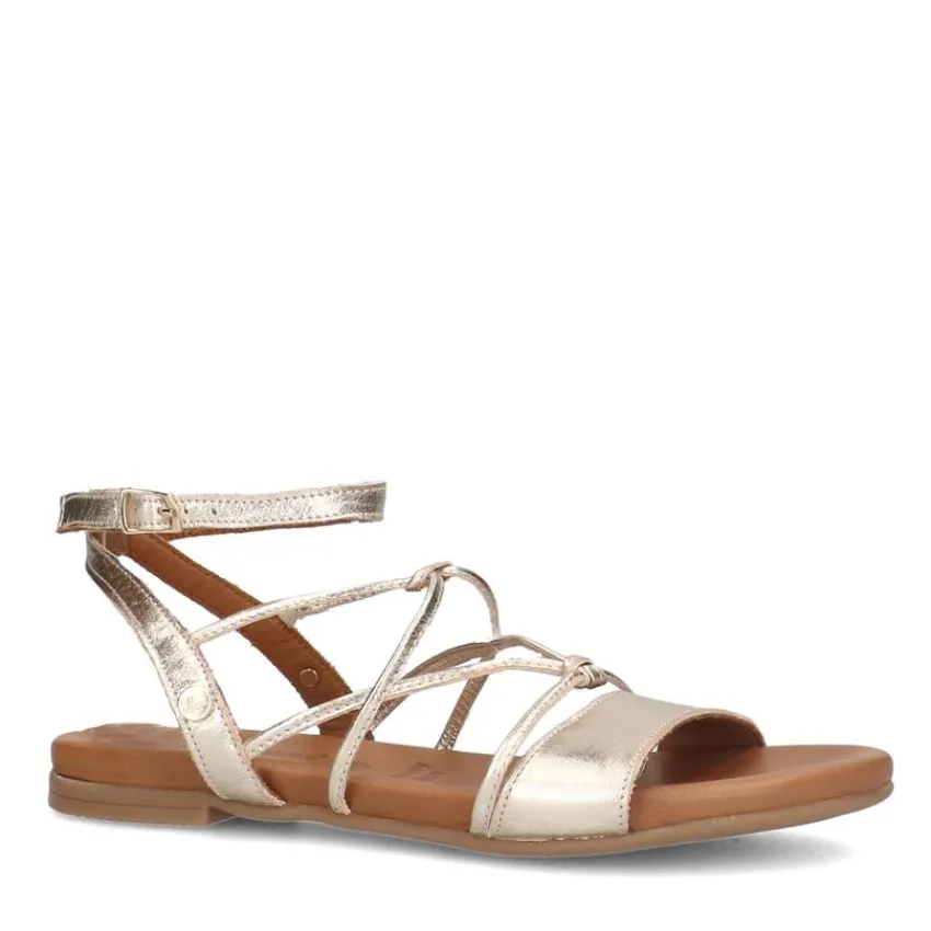 No Stress Gouden leren sandalen met bandjes^DAMES Sandalen