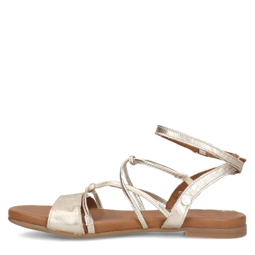 No Stress Gouden leren sandalen met bandjes^DAMES Sandalen