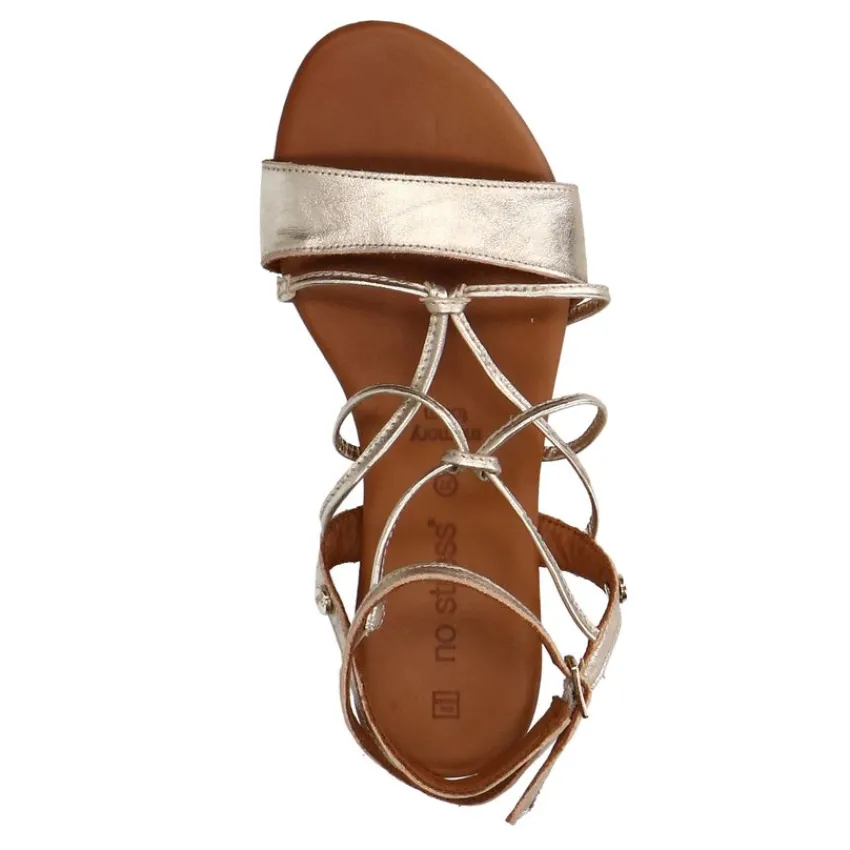 No Stress Gouden leren sandalen met bandjes^DAMES Sandalen