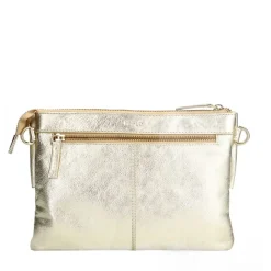 Manfield Gouden leren schoudertas met strik^ Schoudertassen