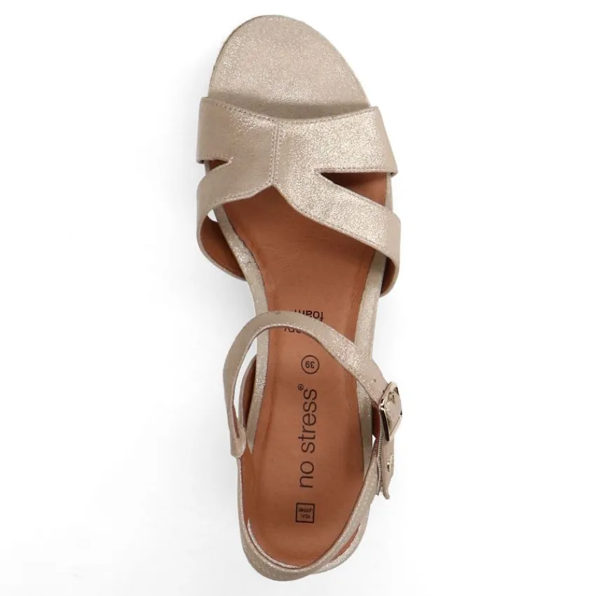 No Stress Gouden leren sleehakken^DAMES Espadrilles|Sandalen